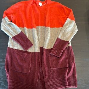 A New Day Red and Cream Cardigan Sweater